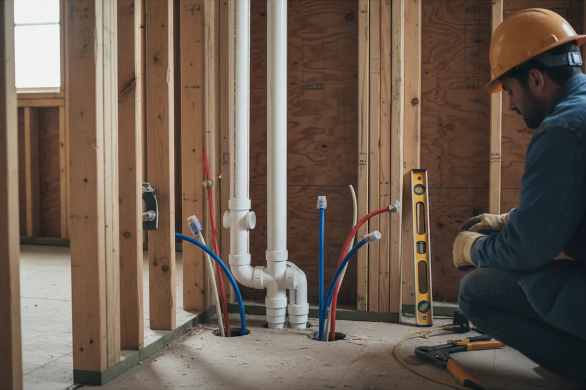 Drain and supply rough-in during Toilet Repair and Installation in Whitewater