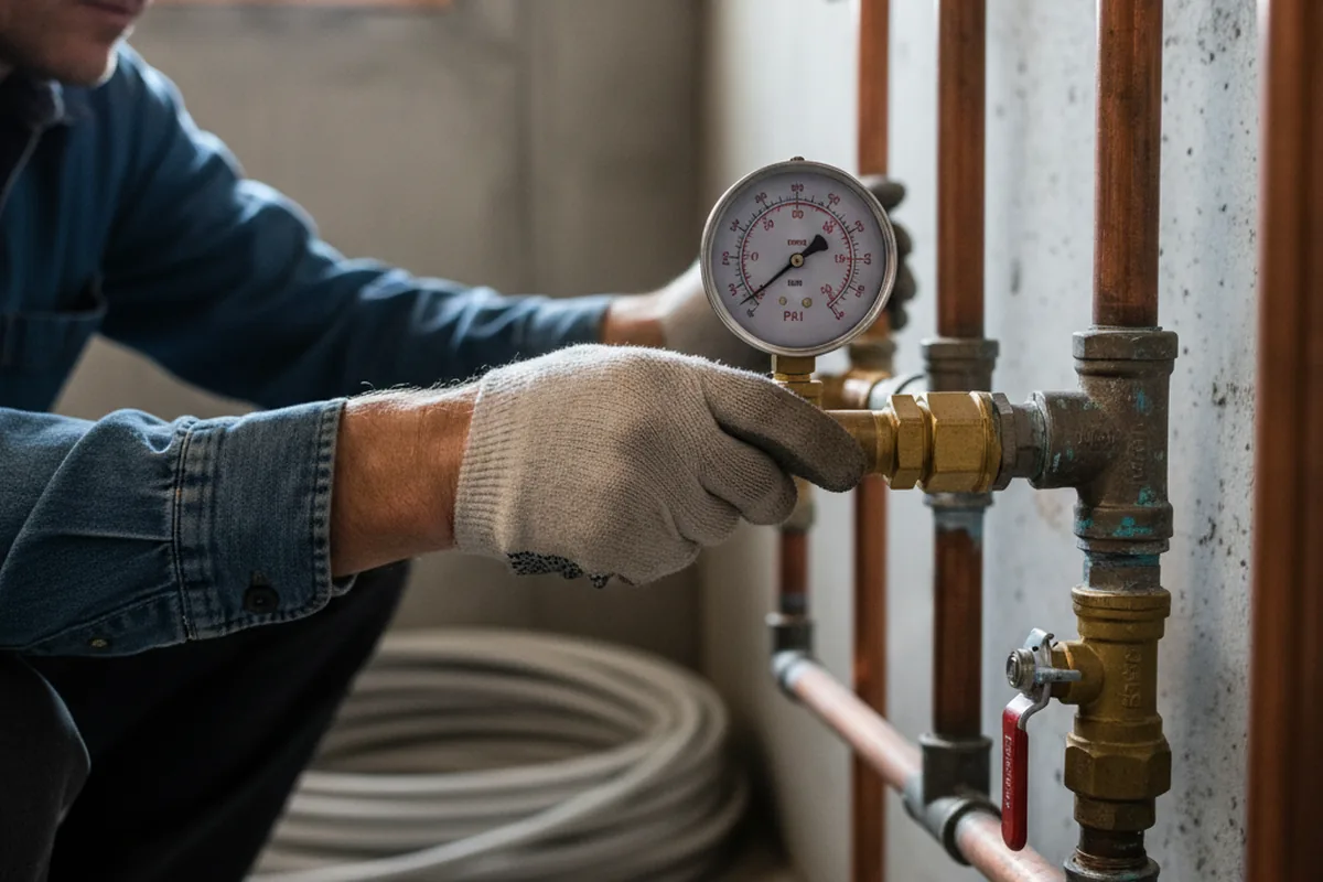 Pressure testing a repaired line during Water Line Repair in Whitewater